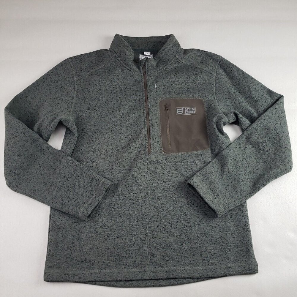 Mtn Ops Summit Fleece Jacket Mens Small Green 1/4 Zip Pullover Outdoor Winter